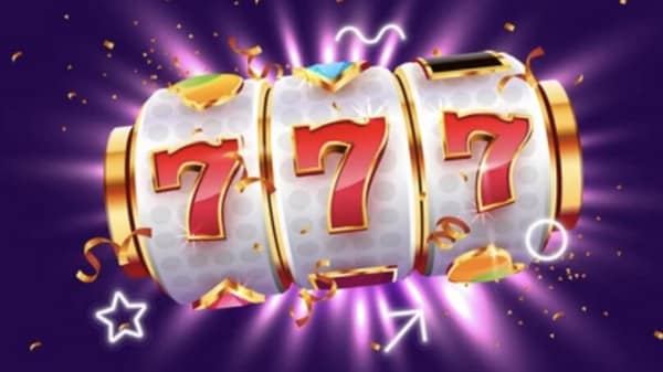 Slot machine jackpot with triple sevens.