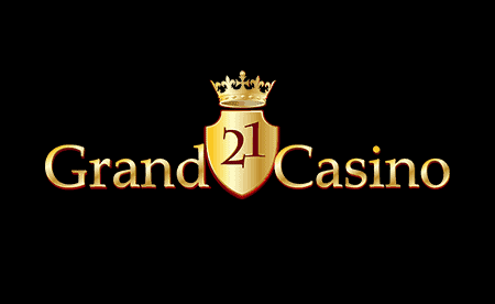 Gold "Grand 21 Casino" logo with crown.