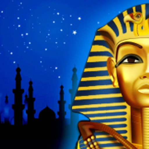 Golden pharaoh with starry night background.