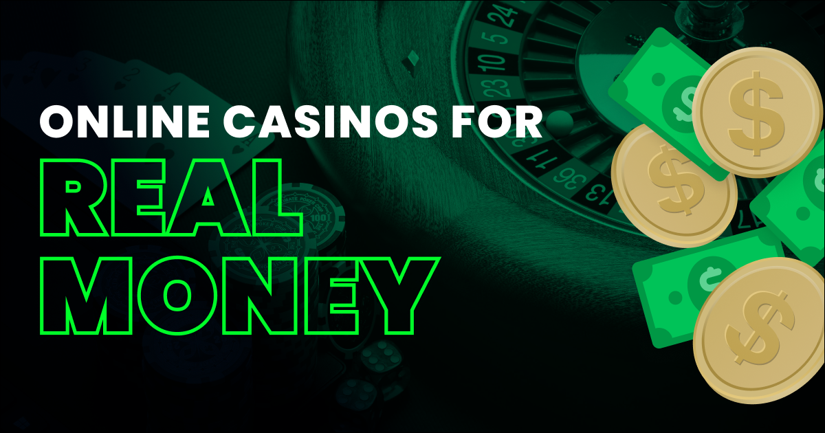 Online casinos advertisement with roulette and money.