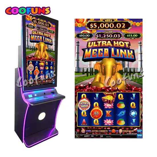 Slot machine with "Ultra Hot Mega Link.
