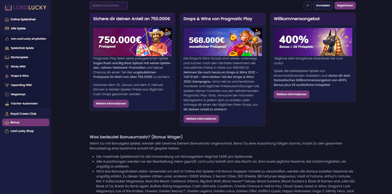 Online casino promotions and bonus offers.