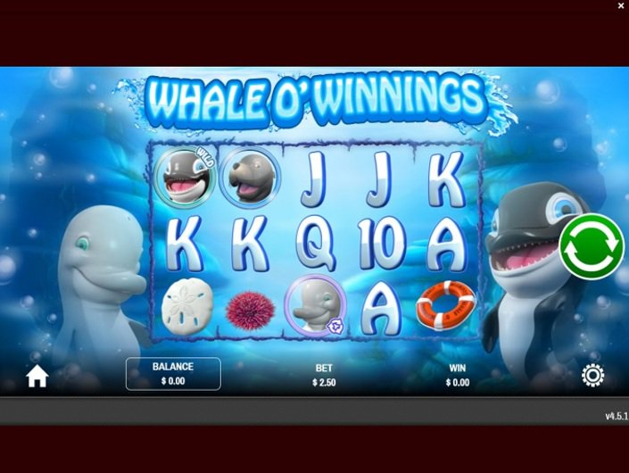 Slot game screen with marine theme.