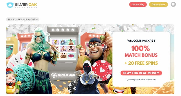 Casino promotion with characters and bonus offer.