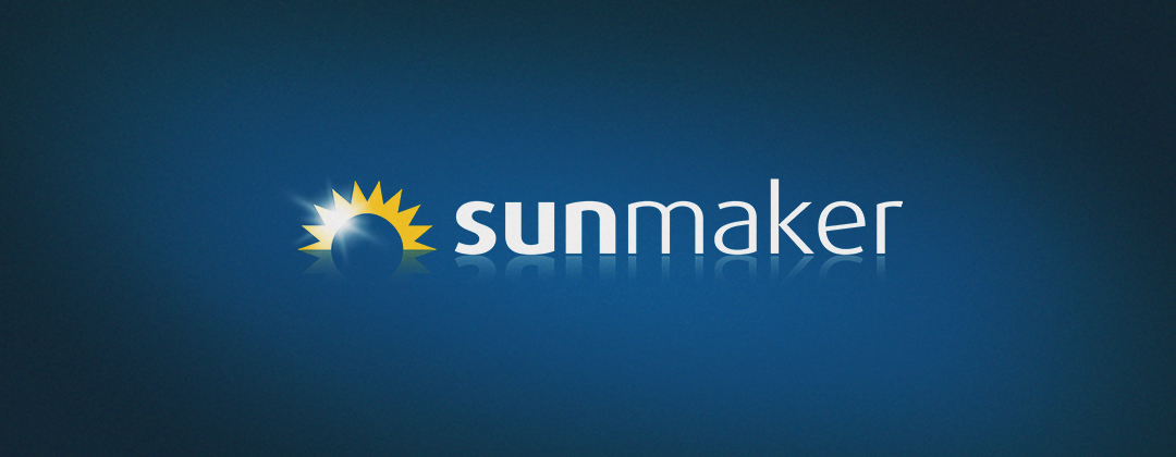 Sunmaker logo on a blue background.