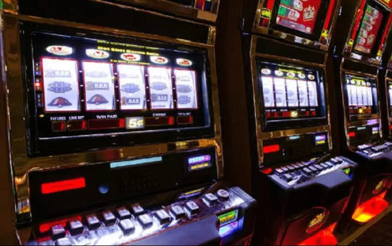 Slot machines in a casino setting.