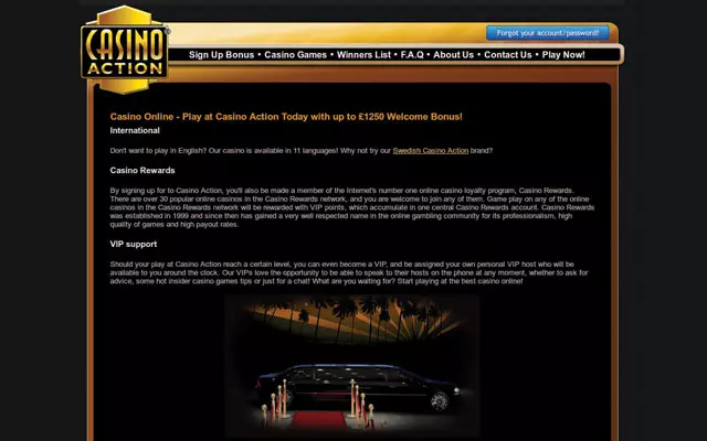 Casino Action online rewards and VIP program.