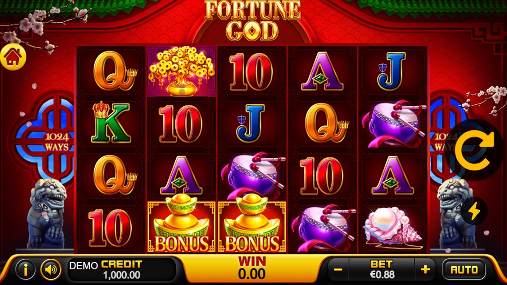 Slot machine game with Fortune God theme.